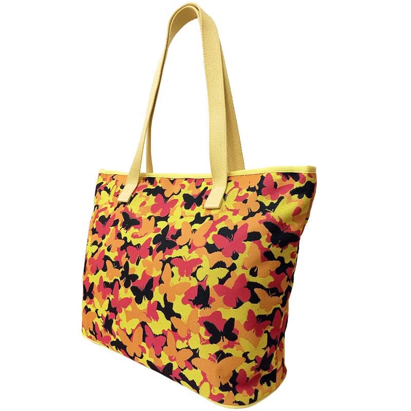 肩背托特包 大容量 / 防潑水 平織緹花 迷幻彩蝶