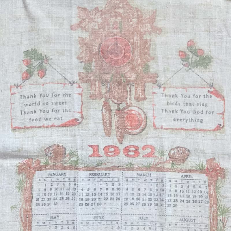 1962 美國早期布面月曆 clock