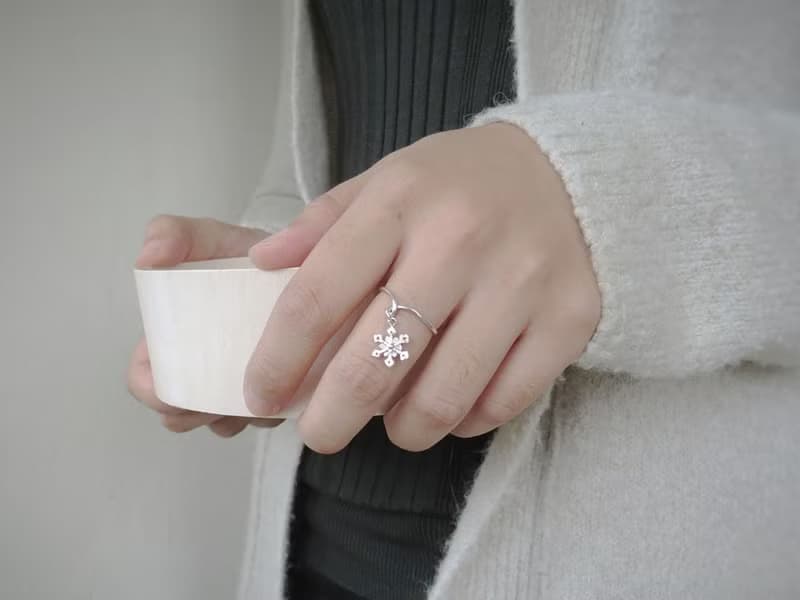 聖誕小雪花 | 細圈戒 925純銀 尾戒 手作銀飾