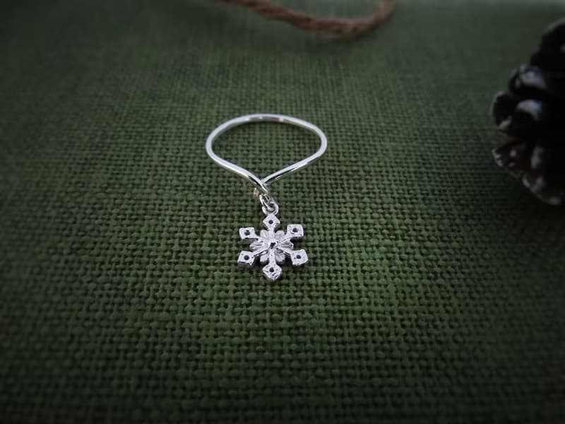 聖誕小雪花 | 細圈戒 925純銀 尾戒 手作銀飾