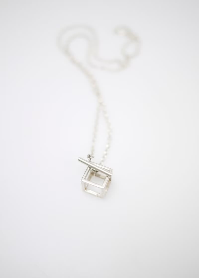 方塊關係簡約純銀項鍊
