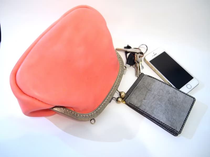 手縫復古皮革口金包手袋 側揹包 手拿包 粉紅色