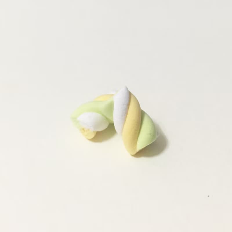 棉花糖耳環組(白黃綠配色)(兩個一組)(可改耳夾式)