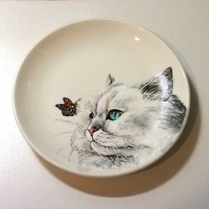 壁掛裝飾盤 / 點心盤系列－波斯貓的柔情