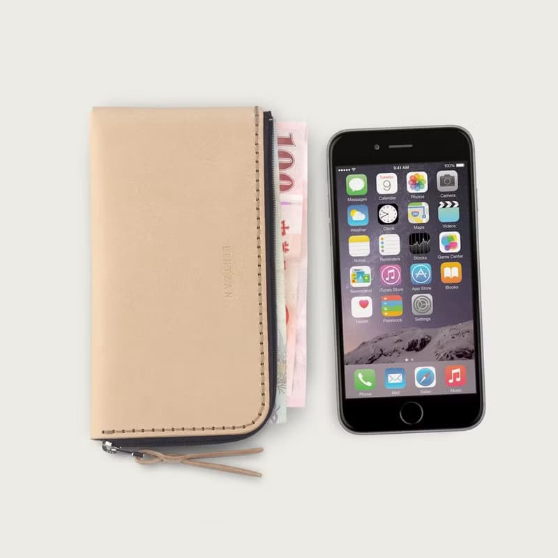 iPhone 拉鏈手機皮套 / 錢包 -- 原皮本色