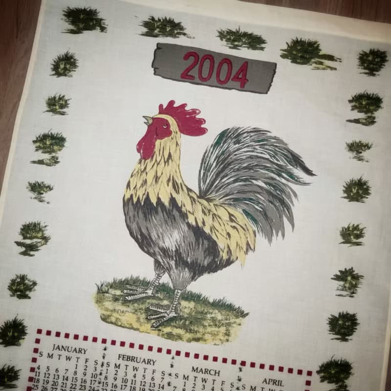 2004 美國早期布面月曆 公雞