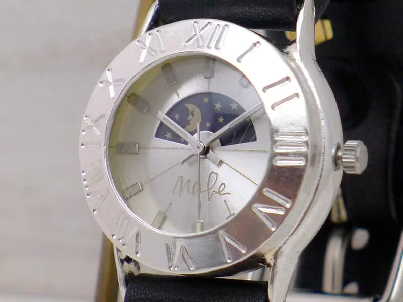 Explorer2-SV-S&M 手作り時計 Men'sSilver32mm Sun&Moon ローマ数字ベゼル (275SV-S&M SV/BK)