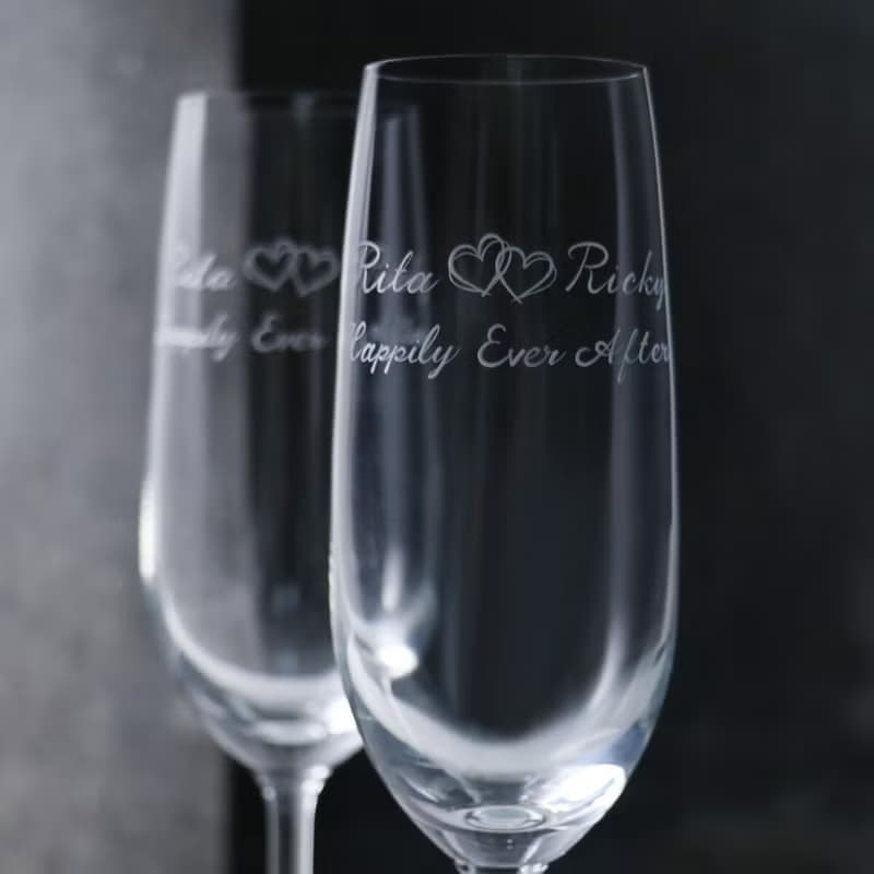 (一對價)210cc【永恆之心】LOVE心心相印香檳婚禮對杯