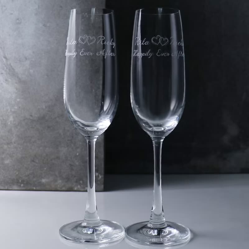 (一對價)210cc【永恆之心】LOVE心心相印香檳婚禮對杯