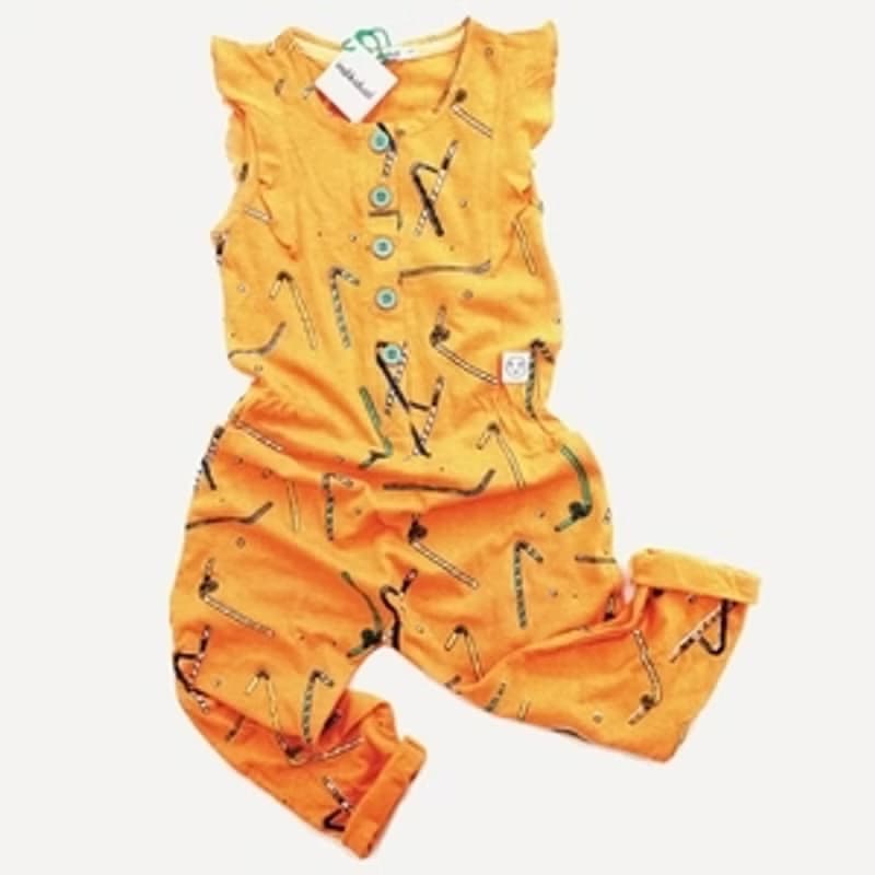 2014 春夏 indikidual 橘色straw frill連身衣褲/straw frill style jumping suit