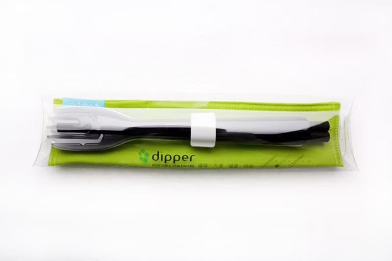 dipper 3合1黑檀木環保餐具組-潑墨黑叉