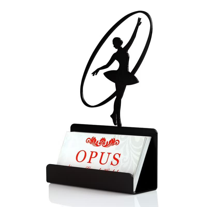 【OPUS東齊金工】歐式鐵藝名片座-芭蕾(黑)/辦公療癒小物/舞者
