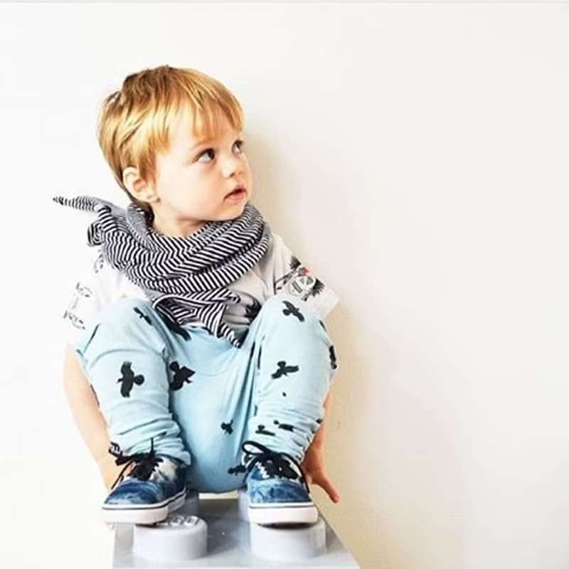 Moi Kids 冰島有機棉童裝哈倫長褲-1歲至6歲天空藍