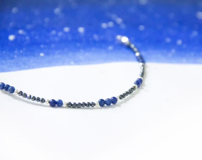 月夜繁星 / 靜夜星空 - 天然石925銀手鍊