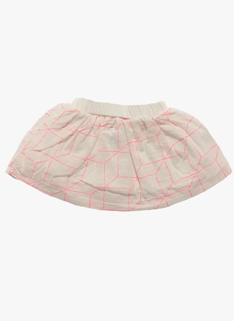 2014秋冬 NUNUNU 白色螢光粉網格紋短裙/GRID skirt(中大童)