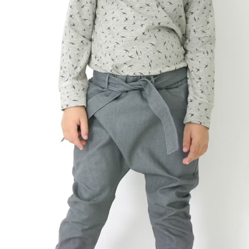 Moi Kids 冰島有機棉童裝綁帶長褲 2歲至6歲灰色