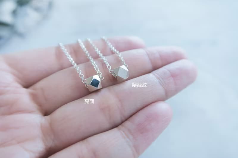 925純銀 幾何小石子 項鍊  鎖骨鍊 長鍊