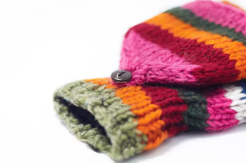 限量一件針織純羊毛保暖手套 / 2ways手套 / 露趾手套 / 內刷毛手套 / 針織手套 - 橘紅童趣色系