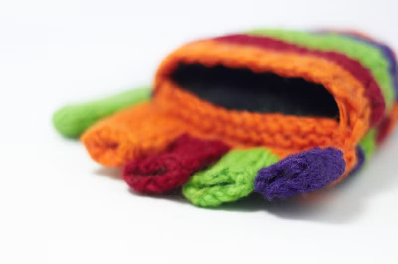 限量一件針織純羊毛保暖手套 / 2ways手套 / 露趾手套 / 內刷毛手套 / 針織手套 - 螢光綠童趣色系