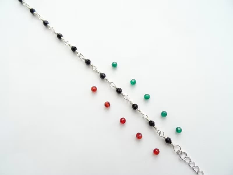 細細的 紅瑪瑙 綠瑪瑙 純銀 小自在 可調整手鍊