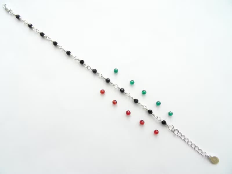 細細的 紅瑪瑙 綠瑪瑙 純銀 小自在 可調整手鍊