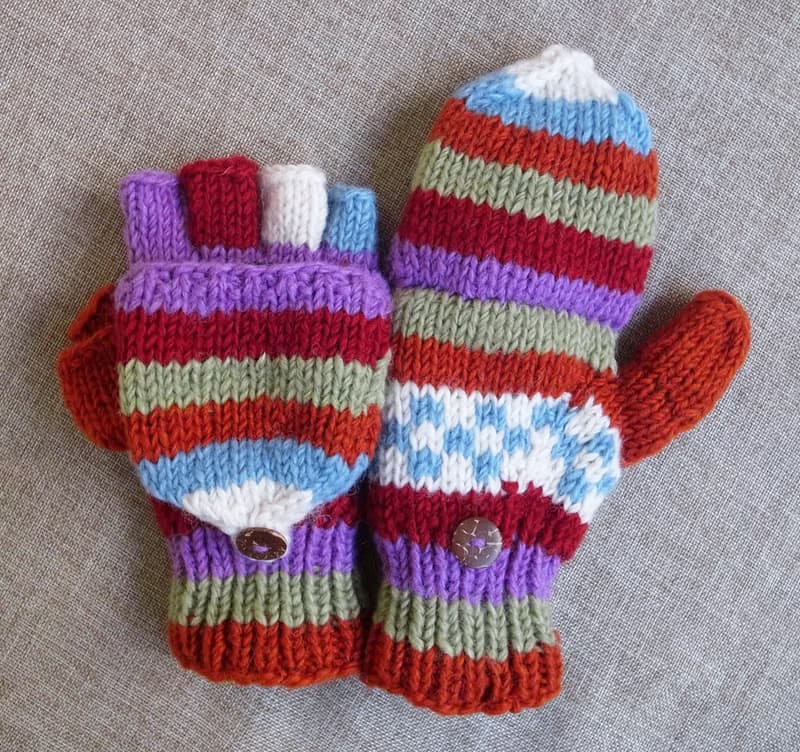 羊毛編織手套 彩紋