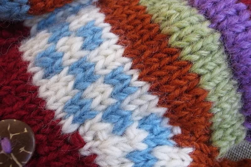 羊毛編織手套 彩紋