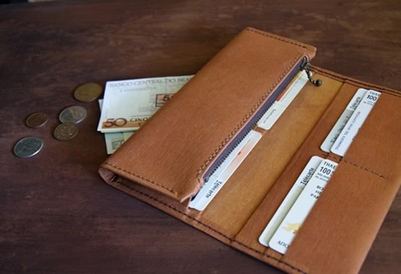 - 水洗紙長夾 / 茶褐*素食紙皮革