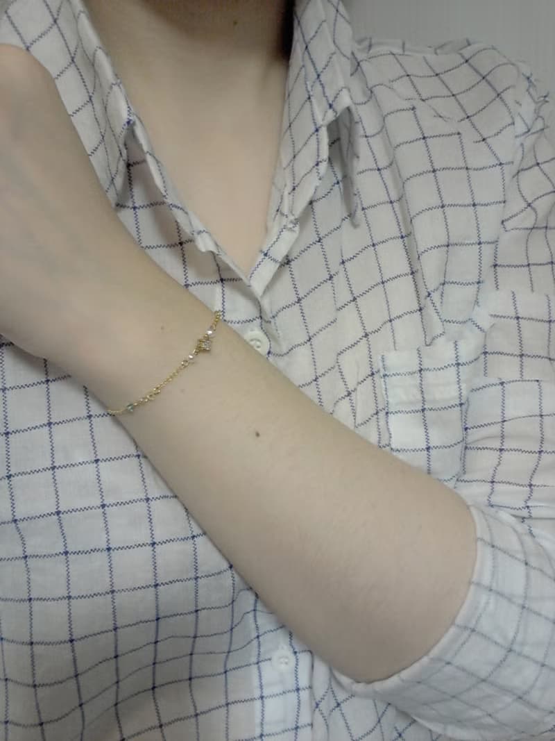 馬鞭草 ‧ 單顆水鑽 珍珠 水晶 細手鍊