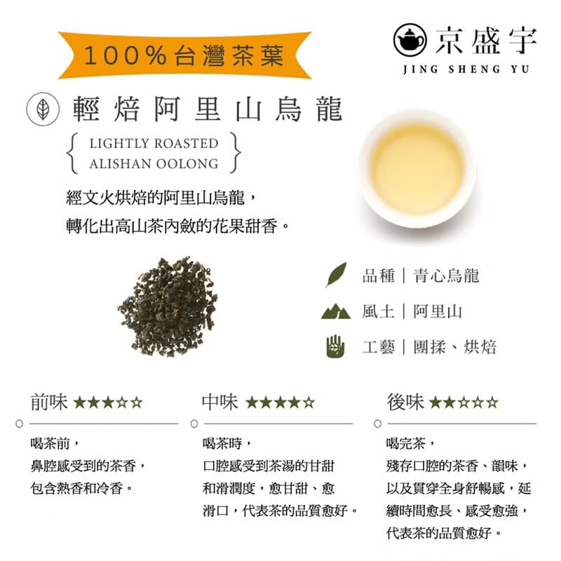 京盛宇【茶葉】輕焙阿里山烏龍100g-經典鐵罐