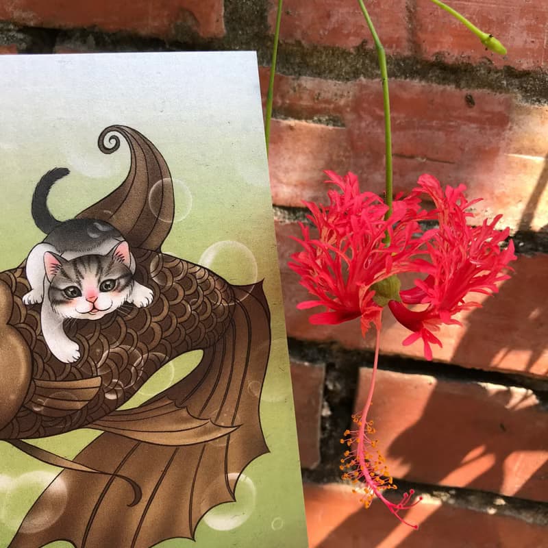 【抹茶牛奶巧克力/故事插畫明信片 】/巧克力/鯛魚燒/小奶貓