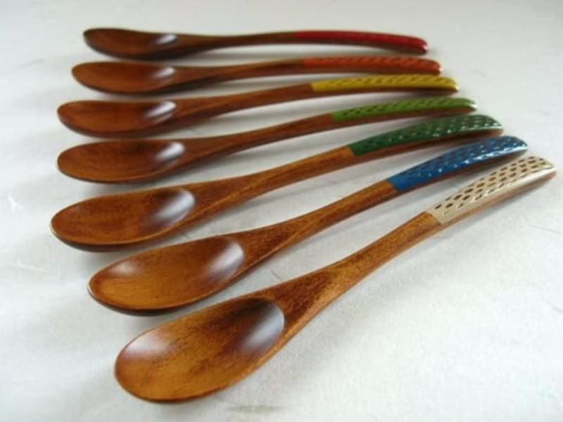 漆茶湯匙　點點刻痕設計　橙色