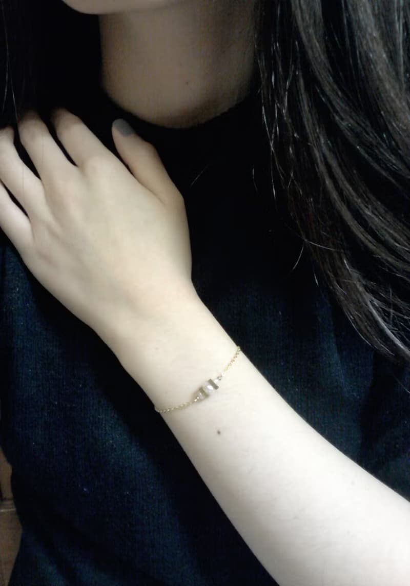 轉動的大齒輪 ‧ 珍珠 黃銅 細手鍊