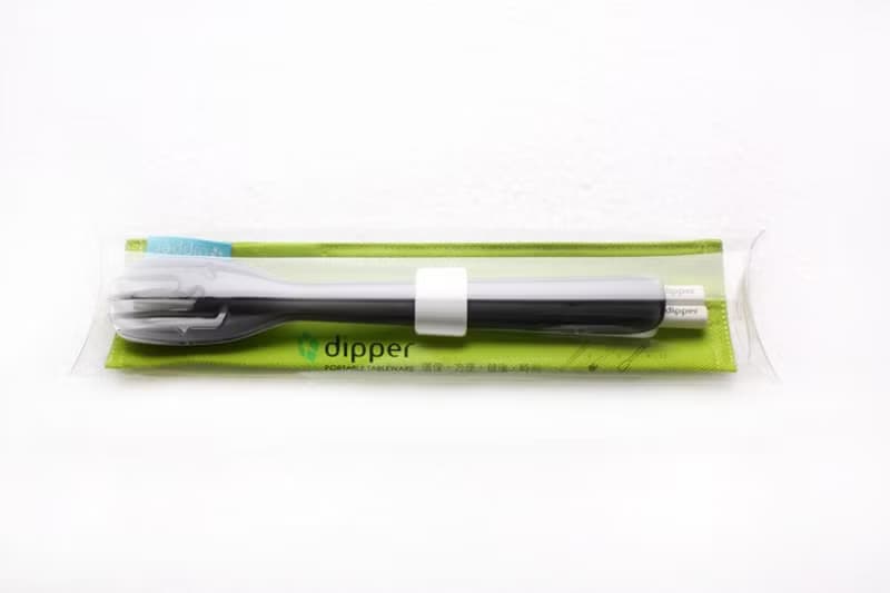 dipper 3合1SPS環保餐具組-潑墨黑叉