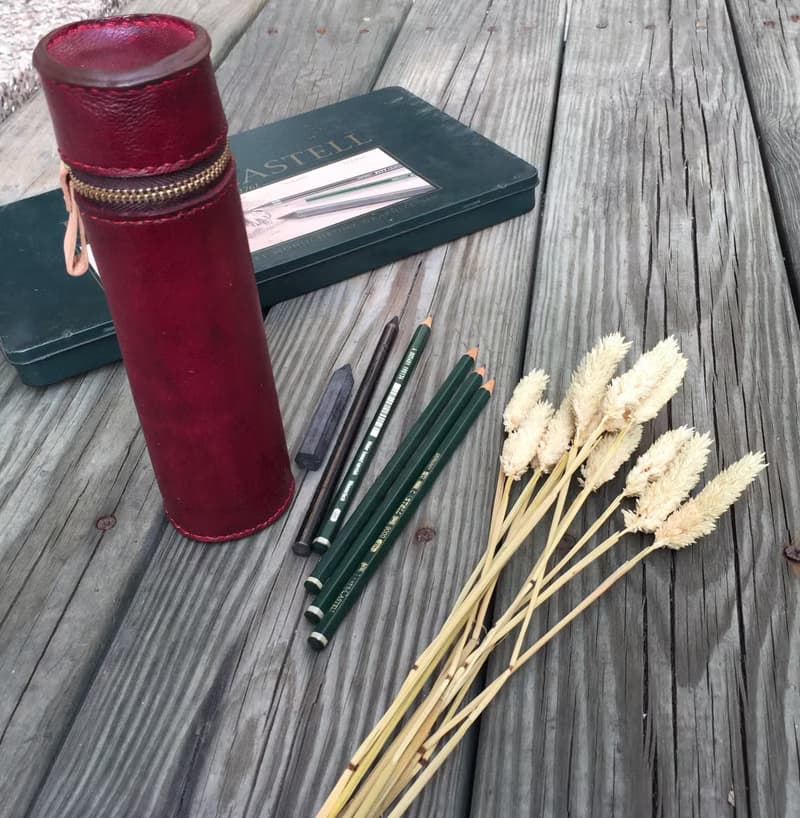 植鞣牛皮圓筒真皮筆袋－酒紅