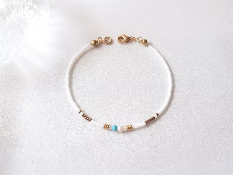 蒂卡波湖 ‧ 土耳其藍 水晶 珍珠 串珠 細手環