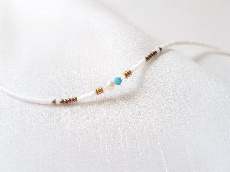 蒂卡波湖 ‧ 土耳其藍 水晶 珍珠 串珠 細手環