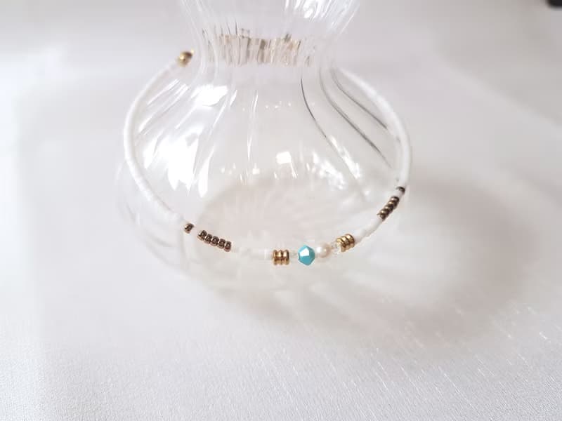 蒂卡波湖 ‧ 土耳其藍 水晶 珍珠 串珠 細手環