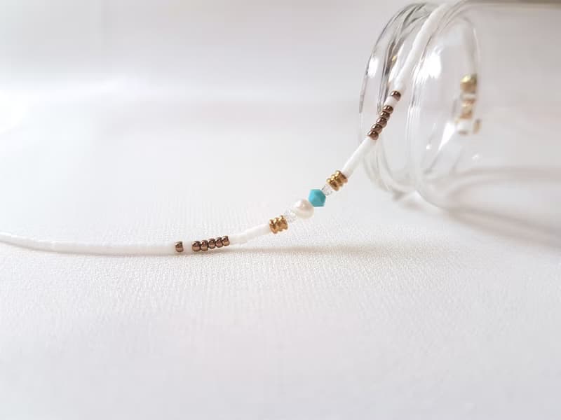 蒂卡波湖 ‧ 土耳其藍 水晶 珍珠 串珠 細手環
