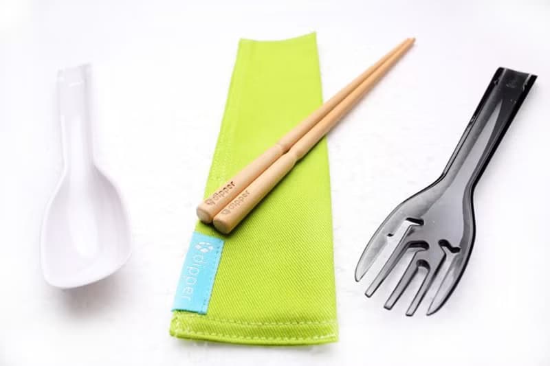 dipper 3合1檜木環保餐具組-潑墨黑叉