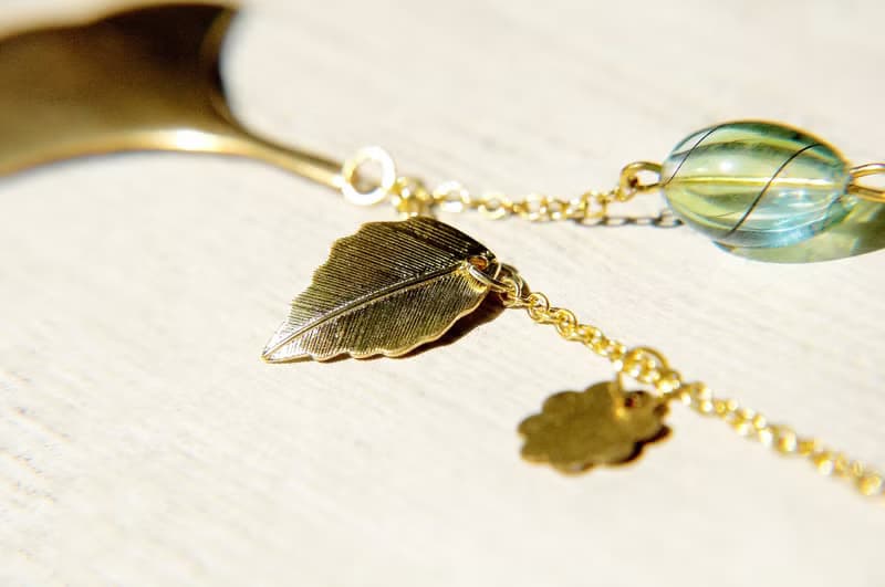 情人節禮物 / 植物系 / 法式黃銅項鍊 鎖骨鍊 短鍊 長鍊 - 森林銀杏葉片