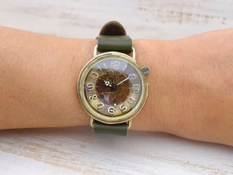 手作り時計 Big Wheel2-B JUMBO36mm Brass(真鍮) 立体数字インデックス (JUM125 KH)