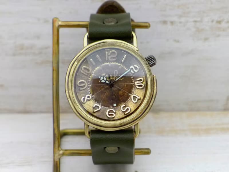 手作り時計 Big Wheel2-B JUMBO36mm Brass(真鍮) 立体数字インデックス (JUM125 KH)