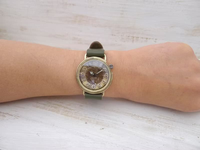 手作り時計 Big Wheel2-B JUMBO36mm Brass(真鍮) 立体数字インデックス (JUM125 KH)