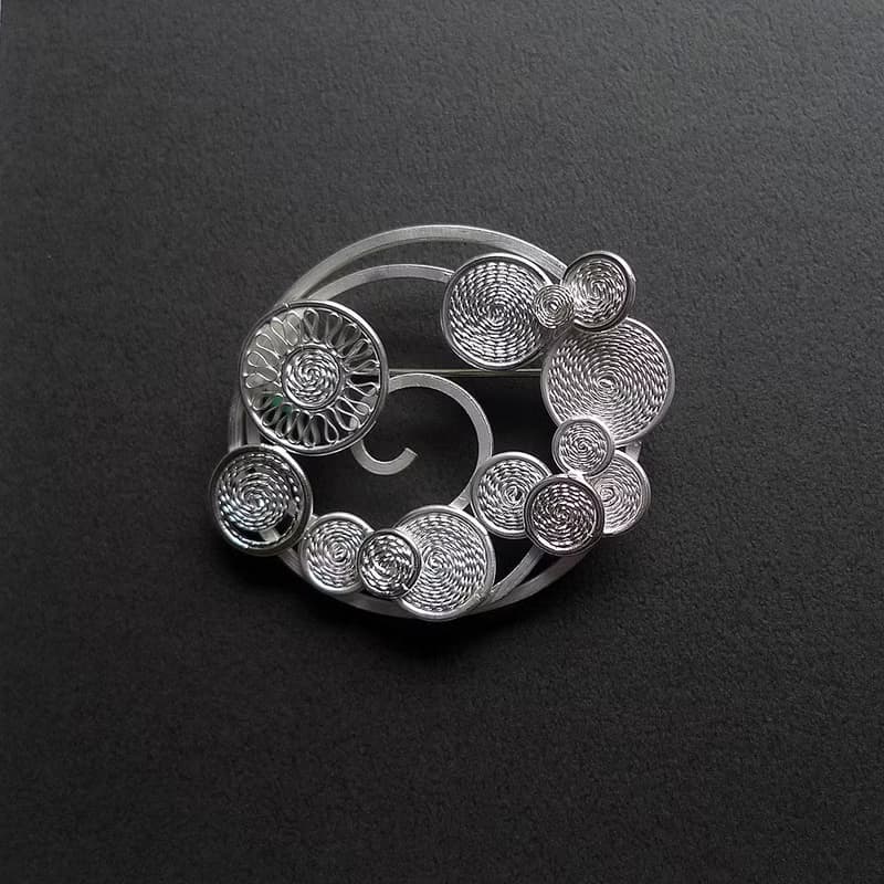 浮生~漣漪/青冶絕色手工純銀線掐絲技法裝飾藝術胸針單品