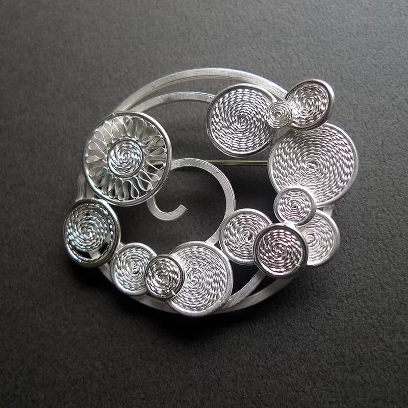 浮生~漣漪/青冶絕色手工純銀線掐絲技法裝飾藝術胸針單品