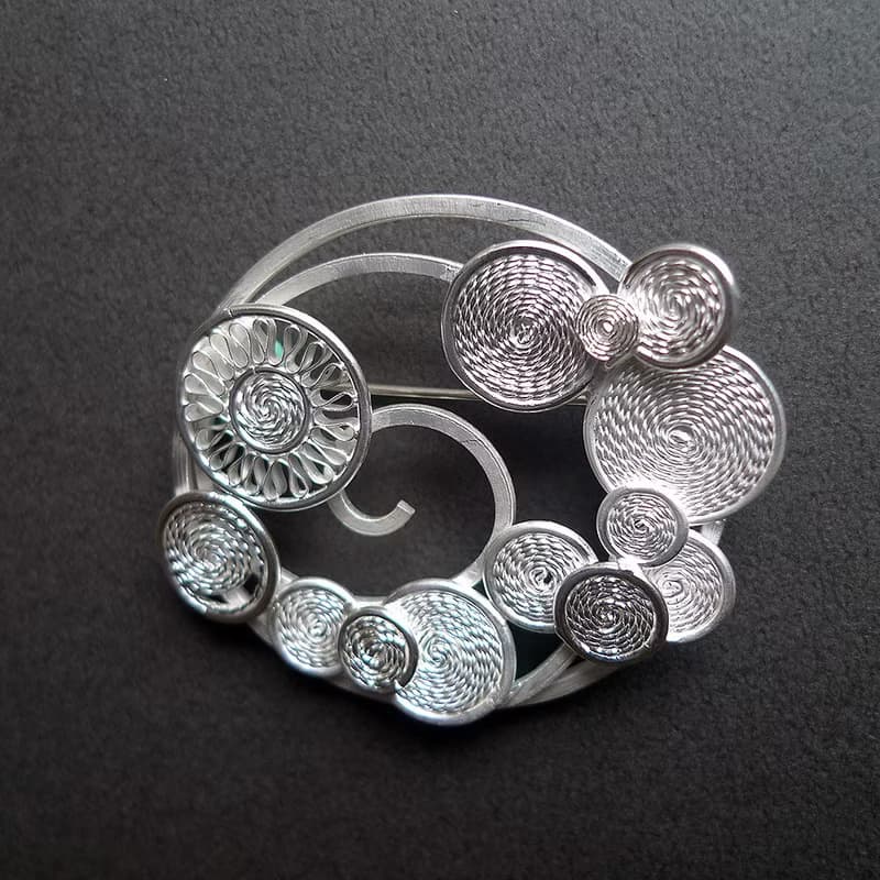 浮生~漣漪/青冶絕色手工純銀線掐絲技法裝飾藝術胸針單品