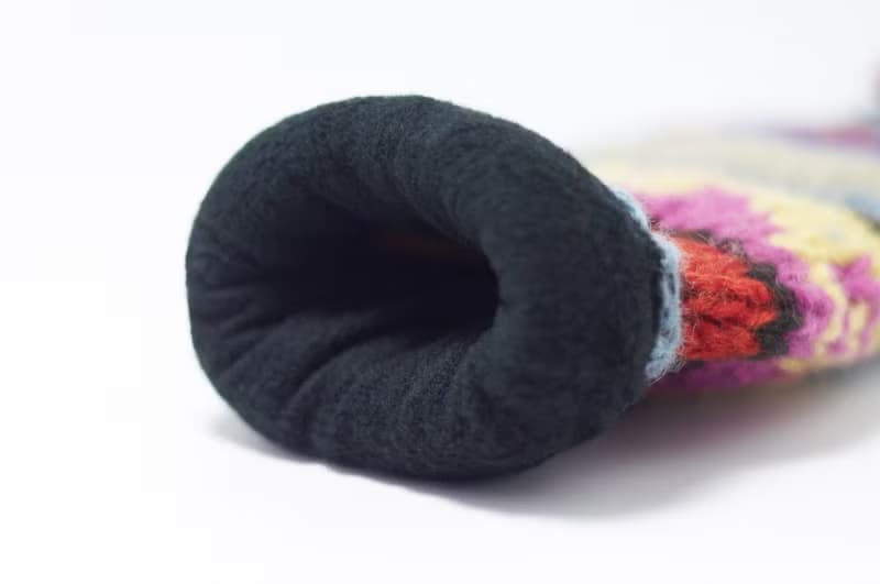 西洋情人節禮物 限量一件針織純羊毛保暖手套 / 2ways手套 / 露趾手套 / 內刷毛手套 / 針織手套 - 藍色系民族圖騰