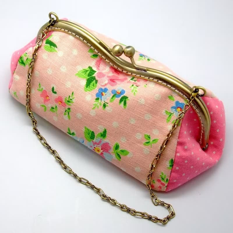 M形口金包 單肩包 口金手袋 - 粉紅玫瑰