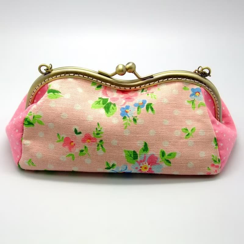 M形口金包 單肩包 口金手袋 - 粉紅玫瑰